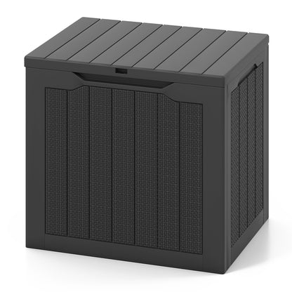 25 Gallon Outdoor Deck Box with Lockable Lid & Wicker Texture