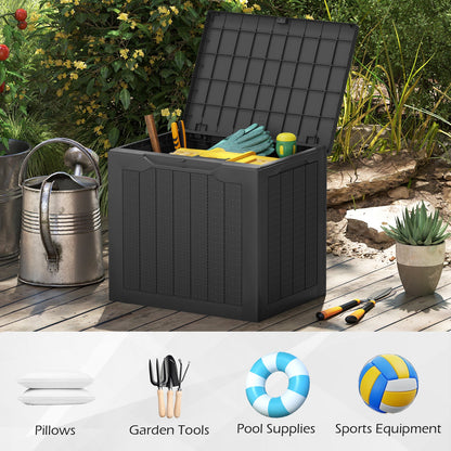 25 Gallon Outdoor Deck Box with Lockable Lid & Wicker Texture