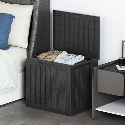25 Gallon Outdoor Deck Box with Lockable Lid & Wicker Texture
