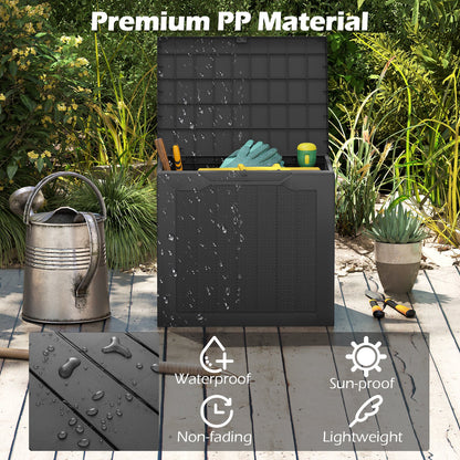 25 Gallon Outdoor Deck Box with Lockable Lid & Wicker Texture