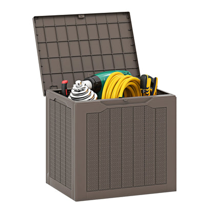 25 Gallon Outdoor Deck Box with Lockable Lid & Wicker Texture