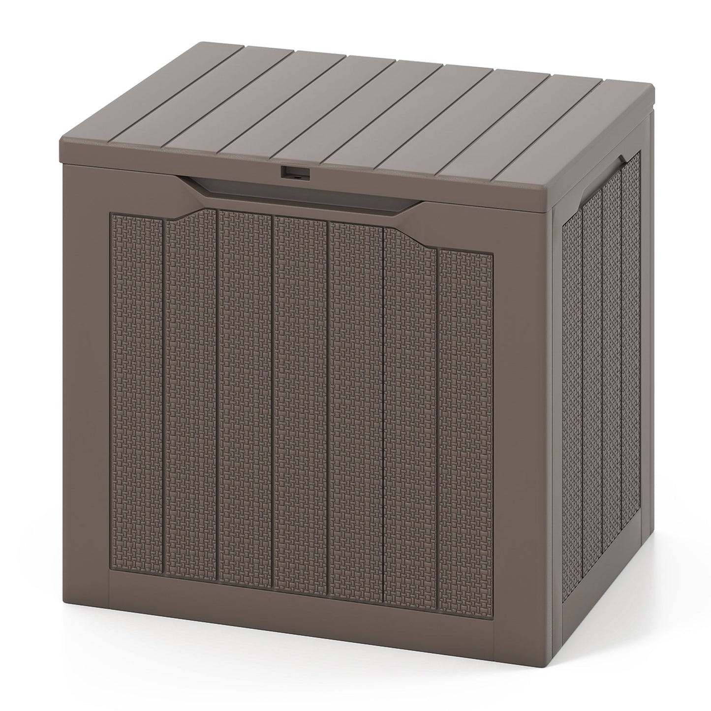 25 Gallon Outdoor Deck Box with Lockable Lid & Wicker Texture