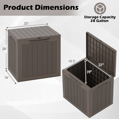 25 Gallon Outdoor Deck Box with Lockable Lid & Wicker Texture