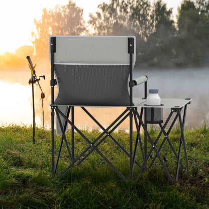 Oversized Camping Chair with Side Table and 2 Storage Pockets