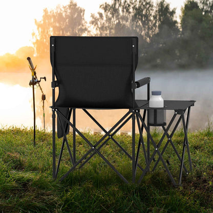Oversized Camping Chair with Side Table and 2 Storage Pockets