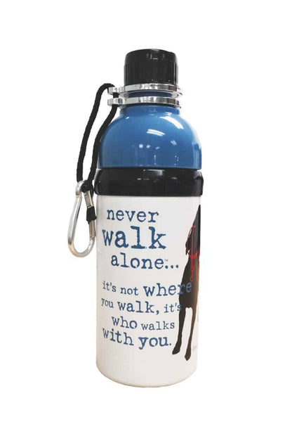 Dog is Good — Never Walk Alone Dog Water Bottle | 16 oz | Stainless Steel | Rollerball + Bowl Lid