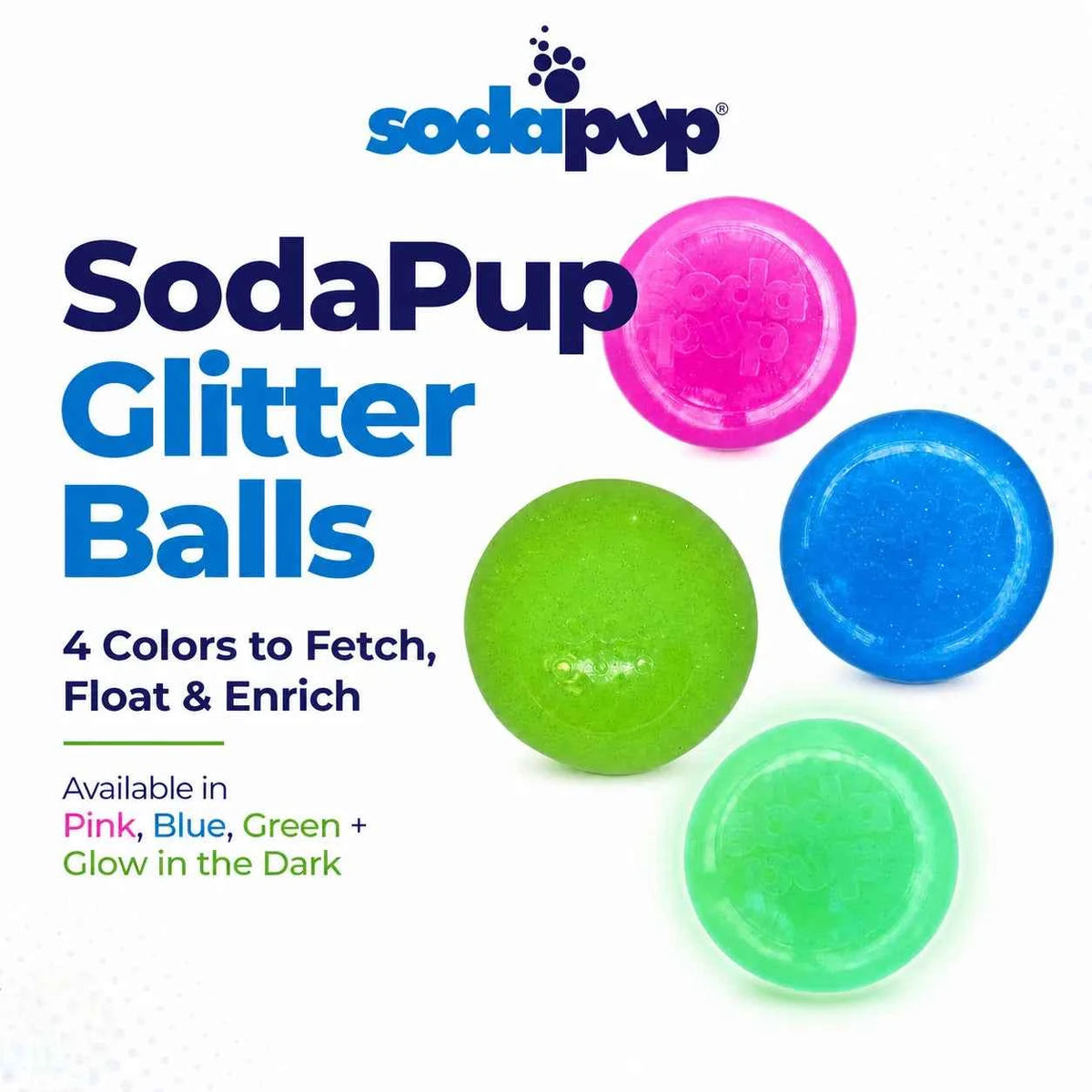 SodaPup Glitter Ball Dog Toy - Treat Dispensing Floating Fetch Ball