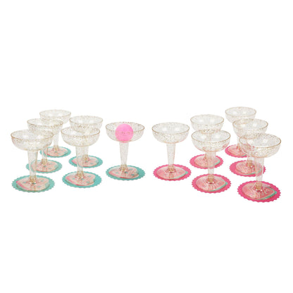 Champagne Plink Party Game Set – 12 Coupes, 12 Coasters & 2 Pink Pong Balls | Bridal & NYE