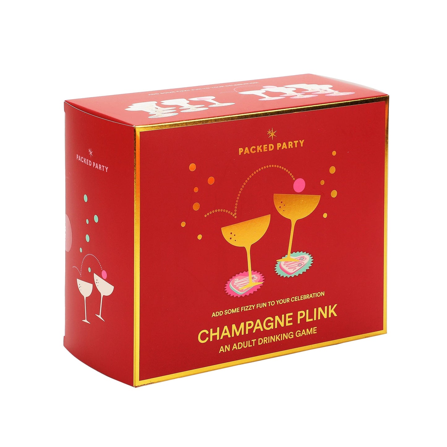 Champagne Plink Party Game Set – 12 Coupes, 12 Coasters & 2 Pink Pong Balls | Bridal & NYE