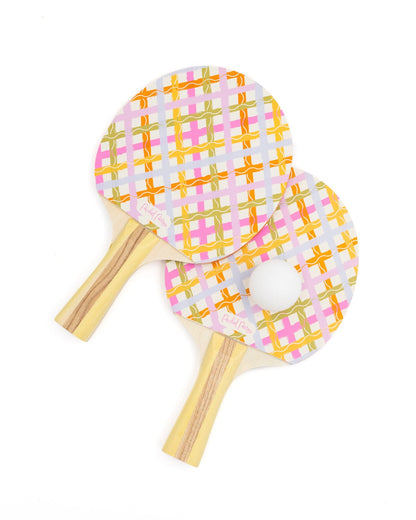 Game, Set, Match Table Tennis Set | Plaid Paddles | Adjustable Net | 2 Paddles + 3 Balls | Packed Party - Niksstuff