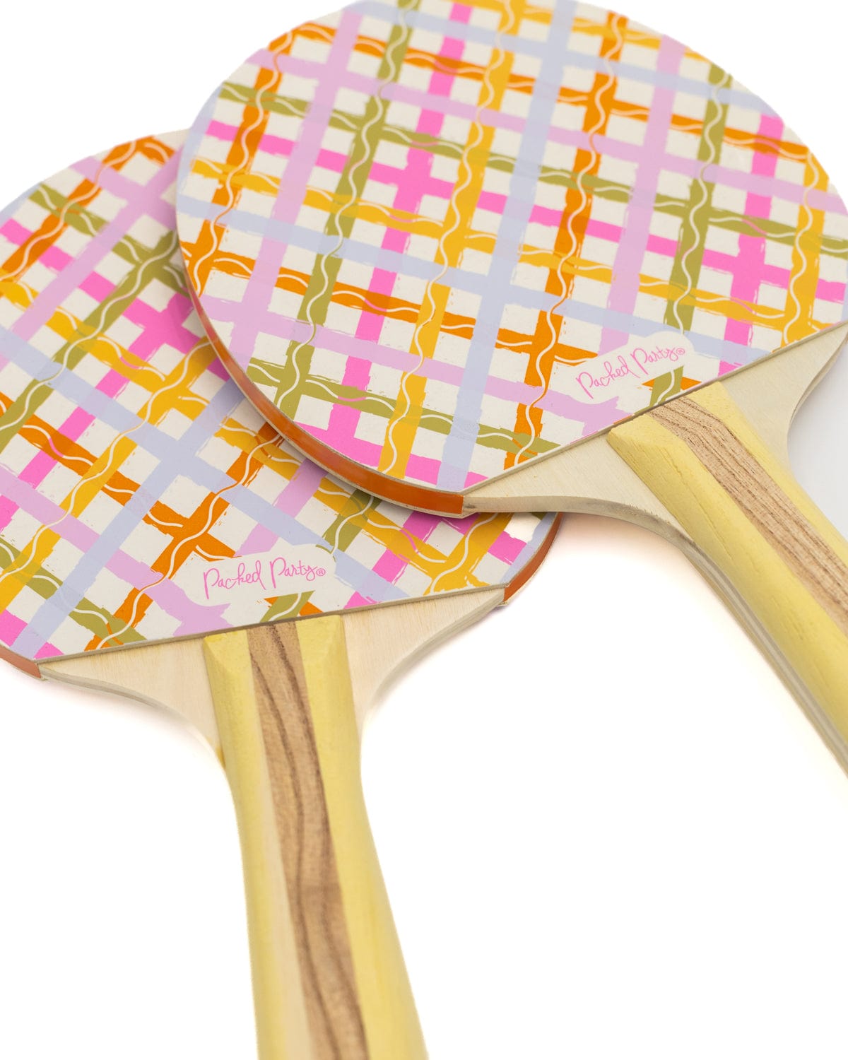 Game, Set, Match Table Tennis Set | Plaid Paddles | Adjustable Net | 2 Paddles + 3 Balls | Packed Party - Niksstuff