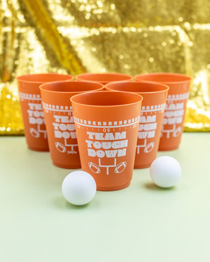 Gameday Party Pong Set | 12 Reusable 16oz Cups + 2 Balls | Team Tailgate vs Team Touchdown | Packed Party - Niksstuff