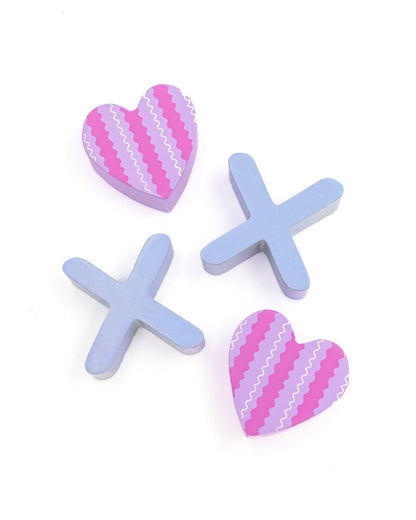Tic-Tac-Totally Fun Tabletop Game Set | 3D Board | Plaid Design | Heart Pieces | Packed Party - Niksstuff
