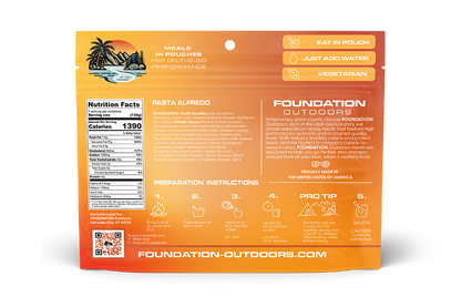 Foundation Outdoors Pasta Alfredo Performance Meal - 55g Protein Vegetarian