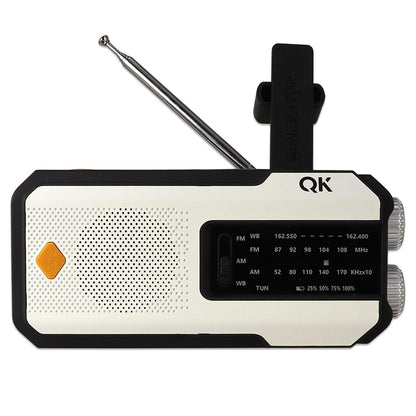 QK 4-in-1 NOAA Weather Radio & Flashlight - Solar & Dynamo White