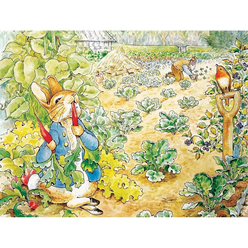 Peter Rabbit's Garden Snack Jigsaw Puzzle | 500 Pieces | 24"x18" | Beatrix Potter Art | Made in USA - Niksstuff