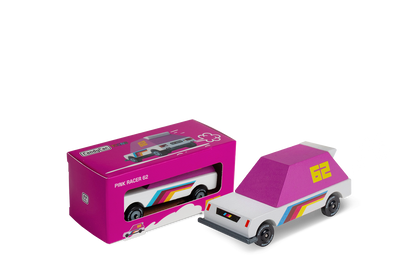 Pink Racer 62 | Candylab CANDYCAR TOONS Toy Car | Wooden & Diecast | Ages 3+ | Collectible - Niksstuff