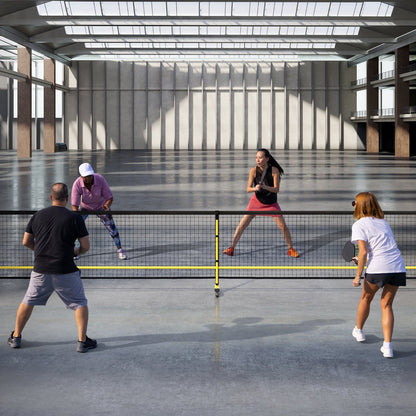22 FT Portable Pickleball Net | 18-Ply PE | 6 Lockable Wheels | Tool-Free Setup | Carry Bag