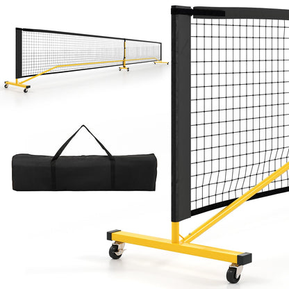 22 FT Portable Pickleball Net | 18-Ply PE | 6 Lockable Wheels | Tool-Free Setup | Carry Bag