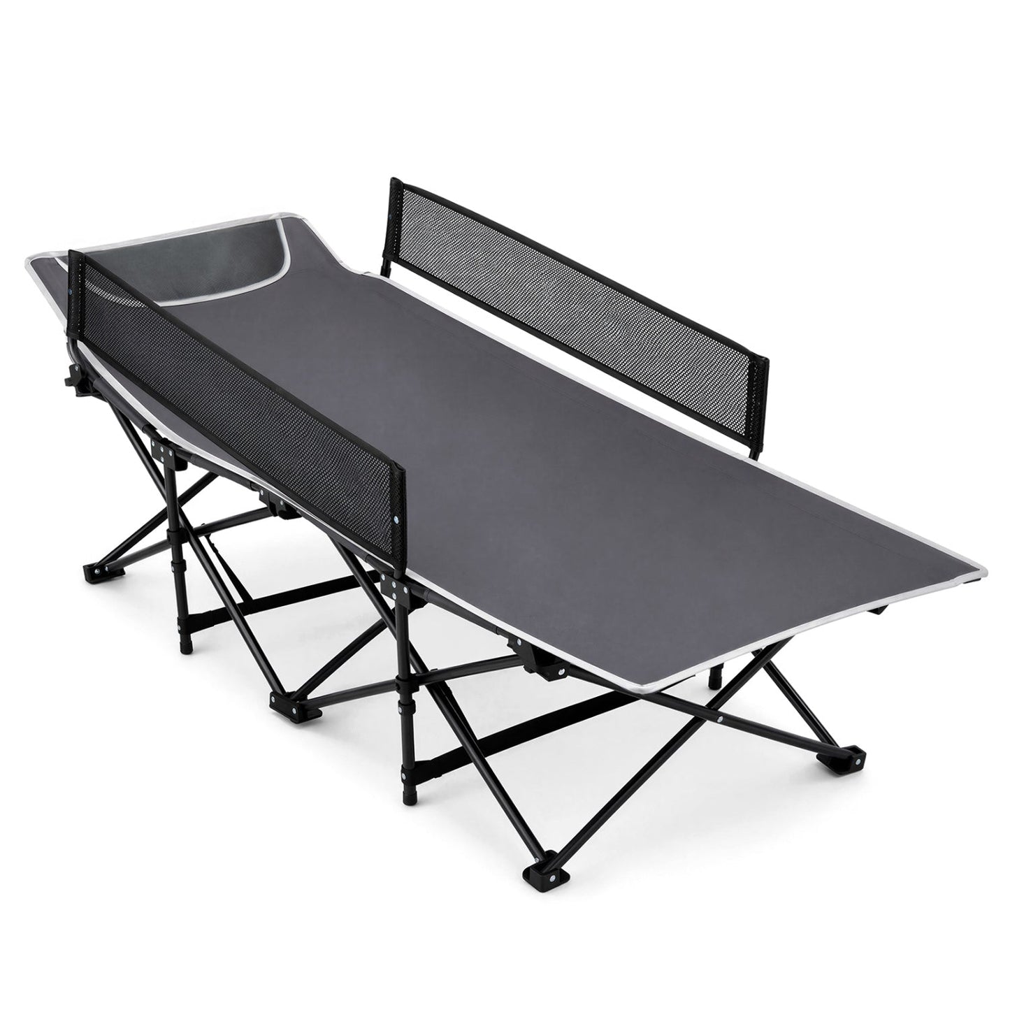 Portable Folding Camping Cot with Guardrail | 330 lb Capacity | Toddlers to Adults | Navy or Gray