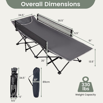 Portable Folding Camping Cot with Guardrail | 330 lb Capacity | Toddlers to Adults | Navy or Gray
