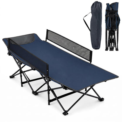 Portable Folding Camping Cot with Guardrail | 330 lb Capacity | Toddlers to Adults | Navy or Gray