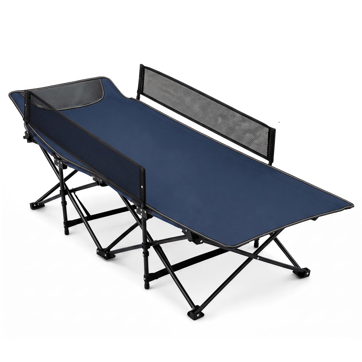 Portable Folding Camping Cot with Guardrail | 330 lb Capacity | Toddlers to Adults | Navy or Gray