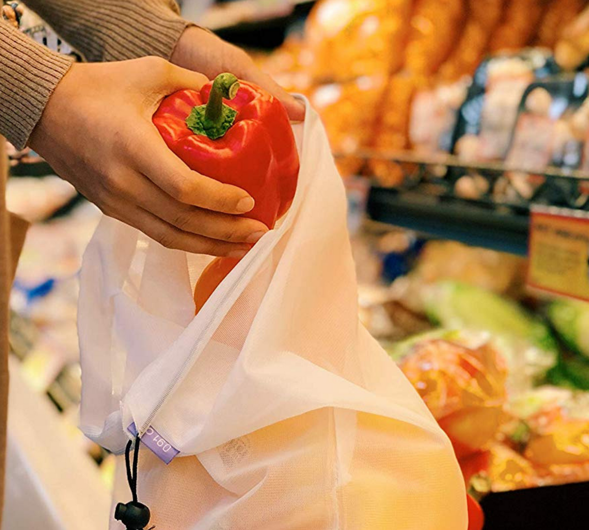 purifyou Reusable Mesh Produce Bags - BPA-Free Storage Set