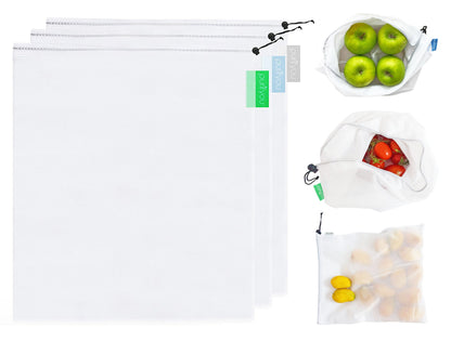 purifyou Reusable Mesh Produce Bags - BPA-Free Storage Set