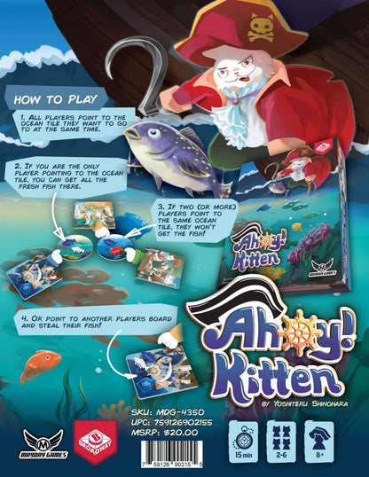 Ahoy Kitten card game box back showing how-to-play instructions