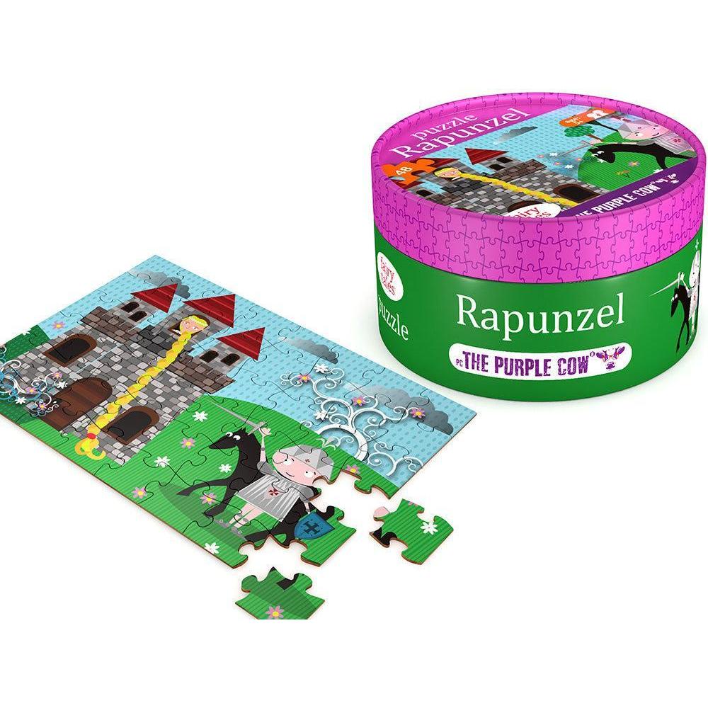 Rapunzel 48-Piece Jigsaw Puzzle | Purple Cow | Ages 5+ | Cylindrical Box | 14"×10" Finished - Niksstuff