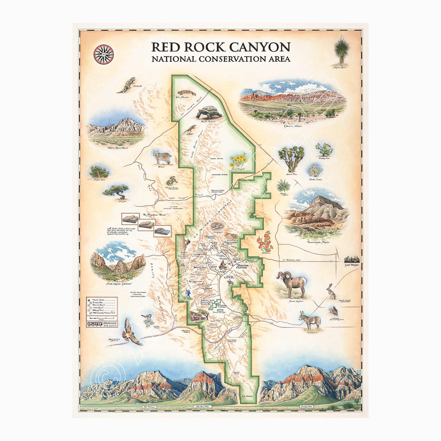 Red Rock Canyon Jigsaw Puzzle | 1000 Pieces | 26.4"x19.8" | Xplorer Maps | Illustrated Map - Niksstuff