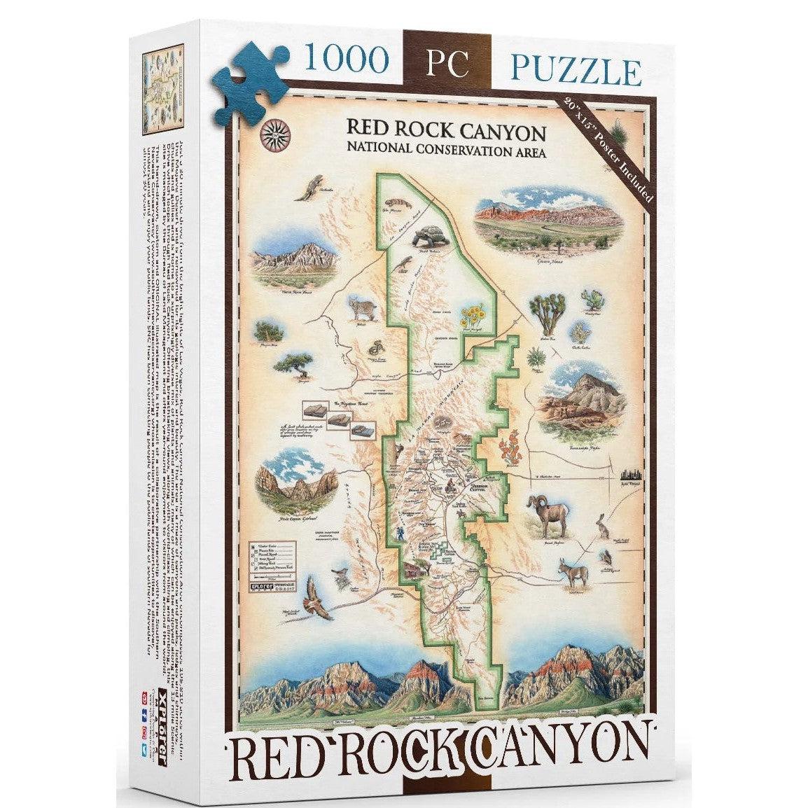 Red Rock Canyon Jigsaw Puzzle | 1000 Pieces | 26.4"x19.8" | Xplorer Maps | Illustrated Map - Niksstuff