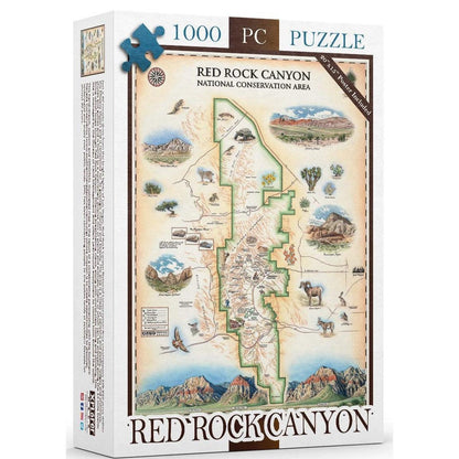 Red Rock Canyon Jigsaw Puzzle | 1000 Pieces | 26.4"x19.8" | Xplorer Maps | Illustrated Map - Niksstuff