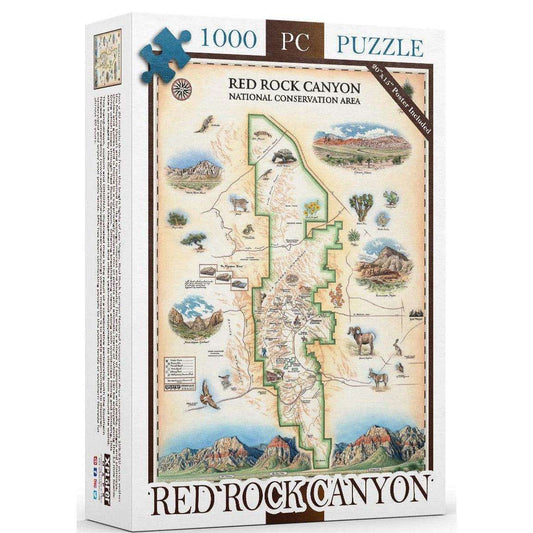Boxed 1000-piece jigsaw puzzle featuring an illustrated Red Rock Canyon map