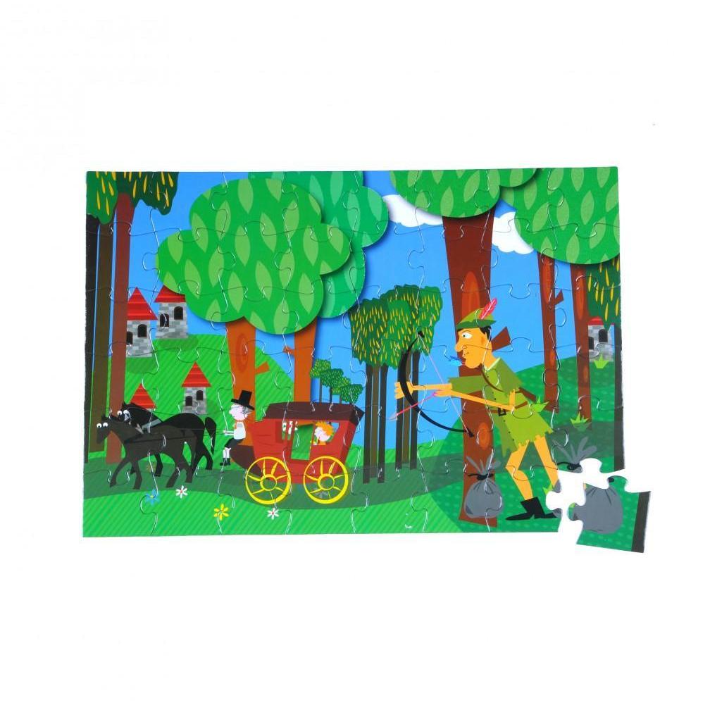 Robin Hood 48-Piece Jigsaw Puzzle | Purple Cow | Ages 5+ | Cylindrical Box | 14"×10" Finished - Niksstuff
