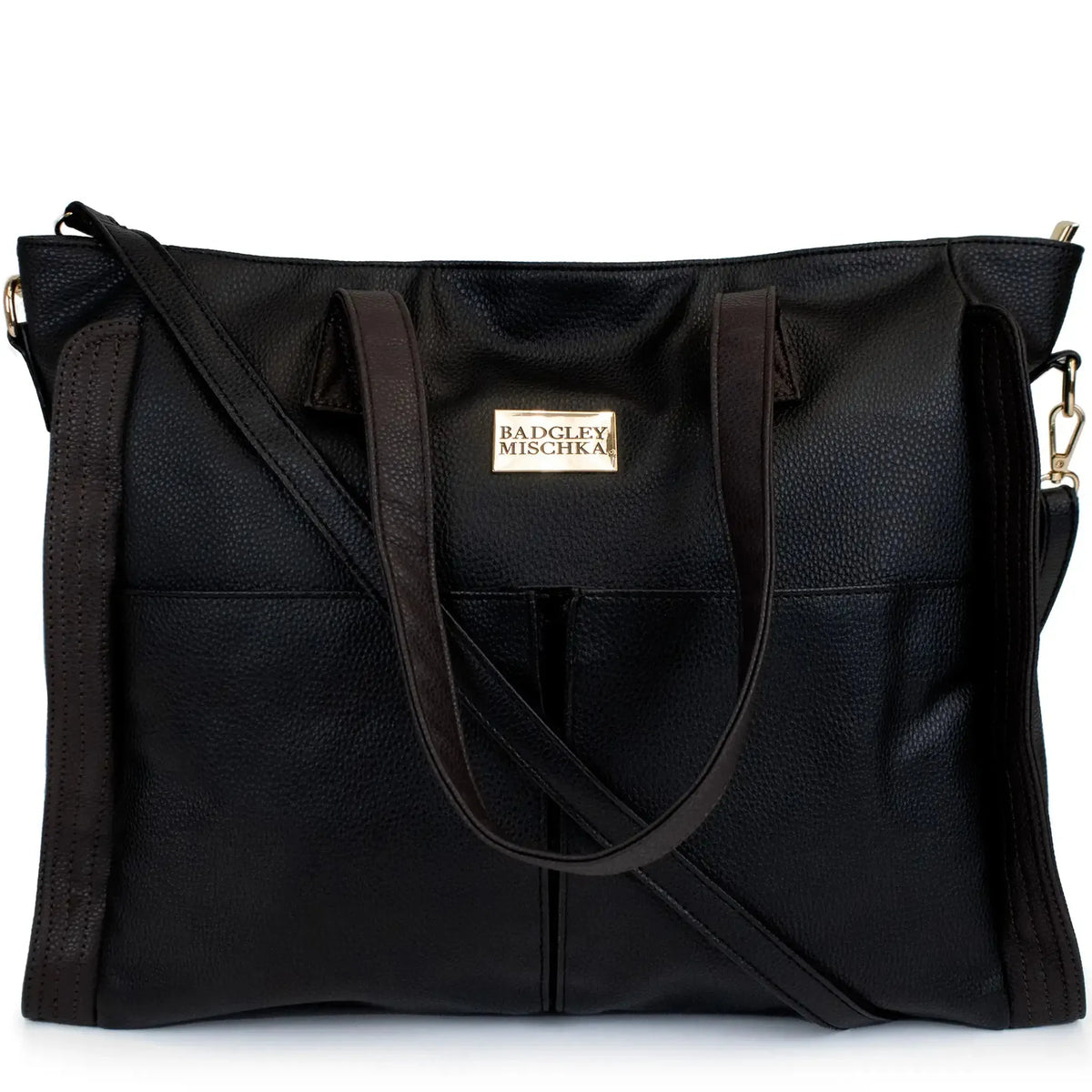 Badgley Mischka Rose Vegan Leather Weekender Bag – Large 2 Colors, Trolley Sleeve