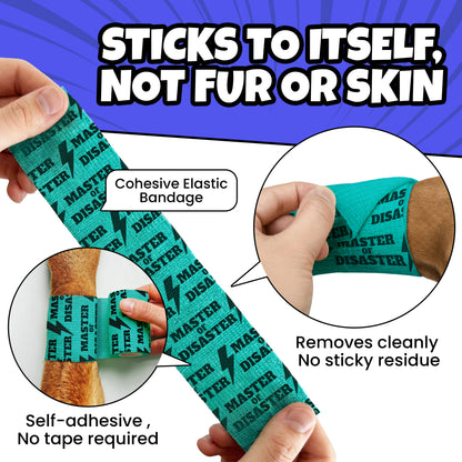 Rubyloo Oops Wraps™ | Non-Stick Cohesive Vet Wrap for Dogs | Funny Sayings | 6 or 12 Pack