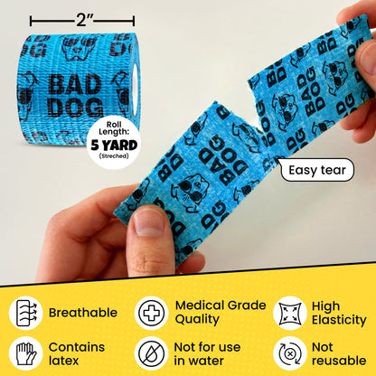 Rubyloo Oops Wraps™ | Non-Stick Cohesive Vet Wrap for Dogs | Funny Sayings | 6 or 12 Pack