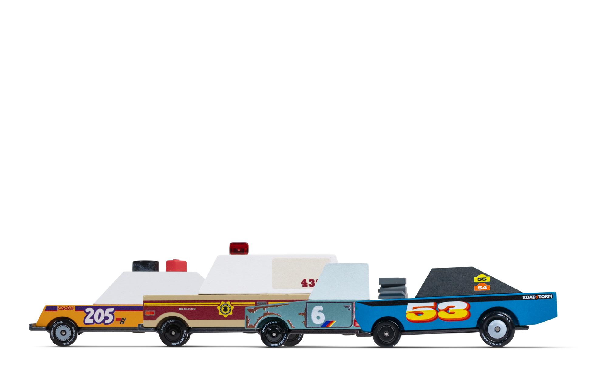 Rust Patrol 4-Pack | Candylab CANDYCAR TOONS | Wooden & Diecast Toy Cars | Ages 3+ | Collectible Bundle - Niksstuff