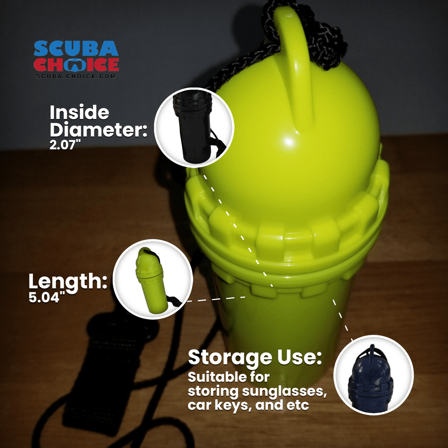 Waterproof Cylindrical Dry Box with Clip by Scuba Choice - Niksstuff
