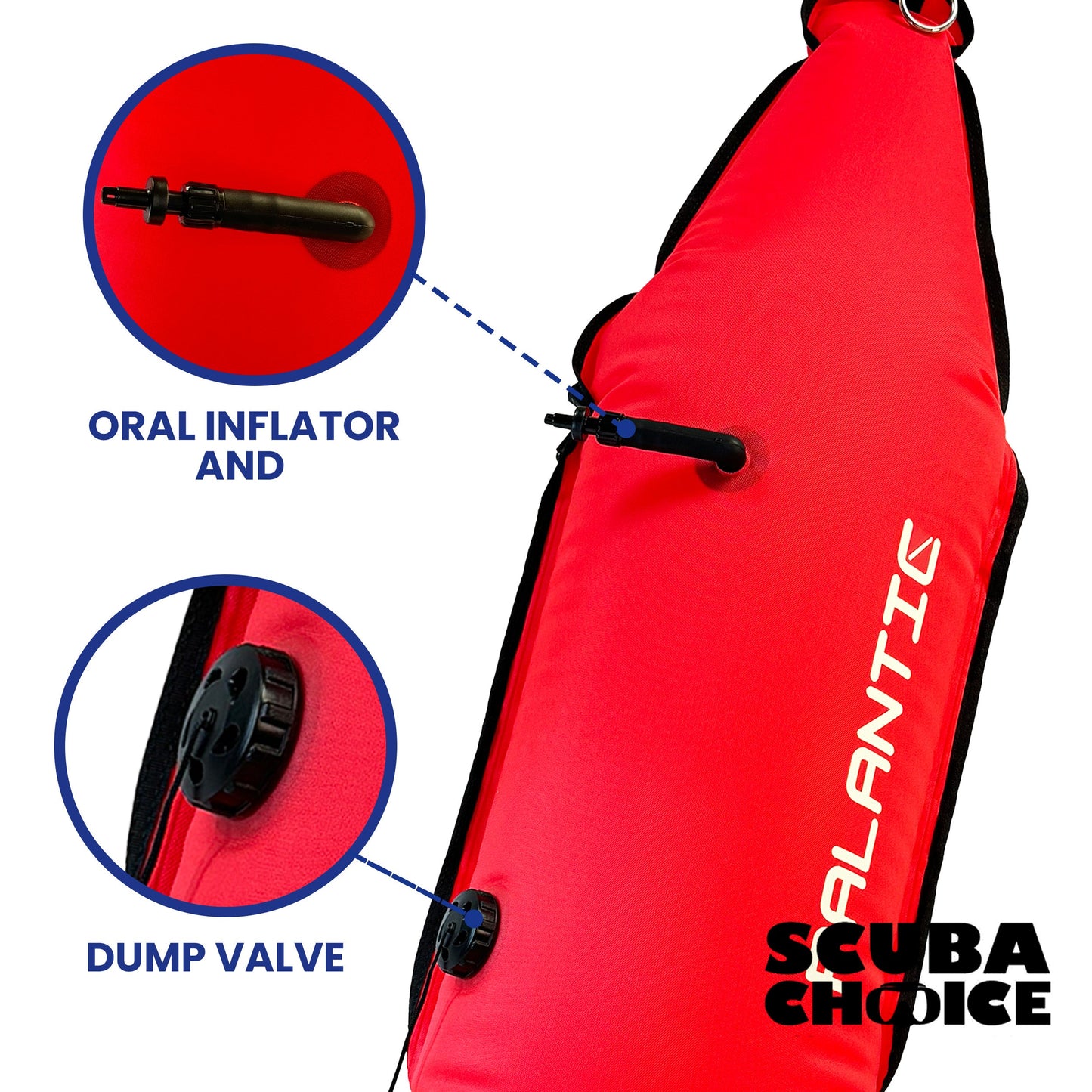 Palantic 420D Nylon Torpedo Buoy Float with Oral Inflator & Dive Flag by Scuba Choice - Niksstuff