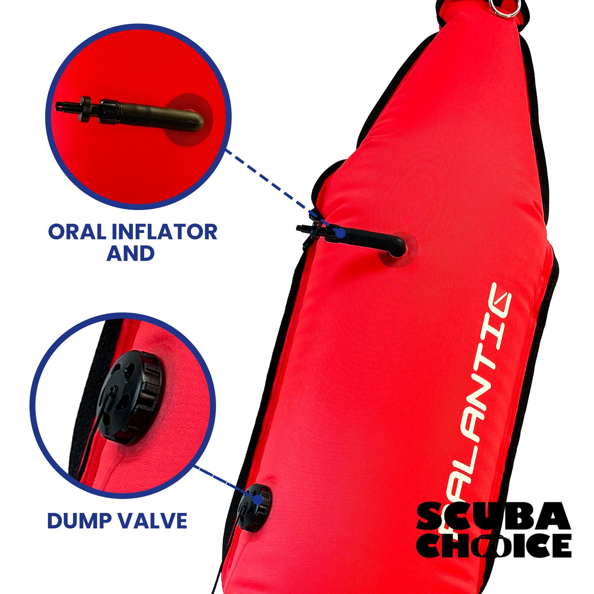 Palantic 420D Nylon Torpedo Buoy Float with Oral Inflator & Dive Flag by Scuba Choice - Niksstuff