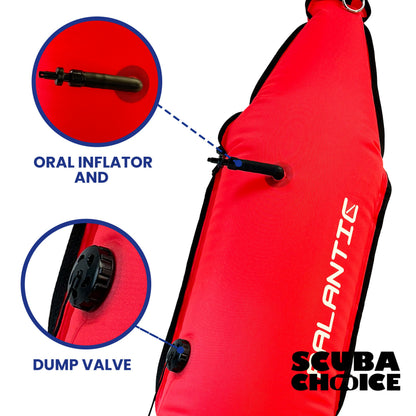 Palantic 420D Nylon Torpedo Buoy Float with Oral Inflator & Dive Flag by Scuba Choice - Niksstuff
