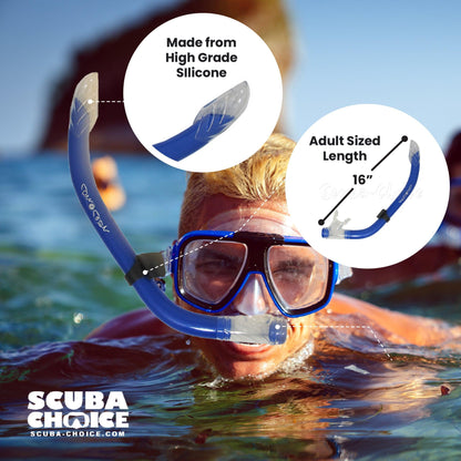 Semi-Dry Silicone J-Snorkel with Splash Guard by Scuba Choice - Niksstuff