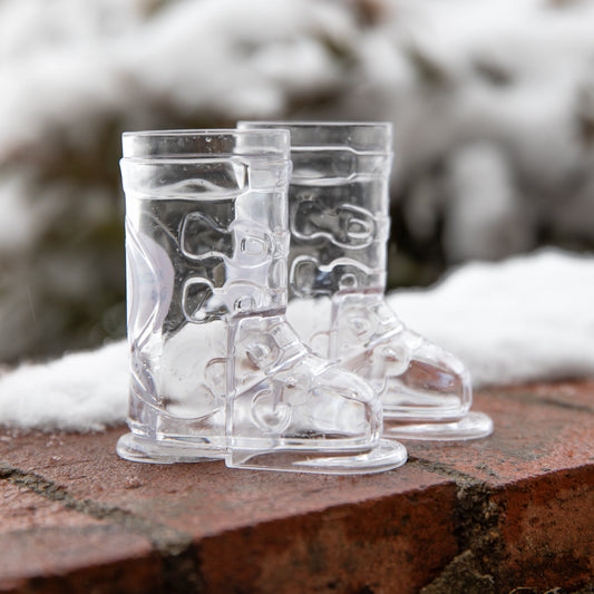 Magnetic Ski Boot Shot Glasses - Set of 2 Plastic 2oz Glasses