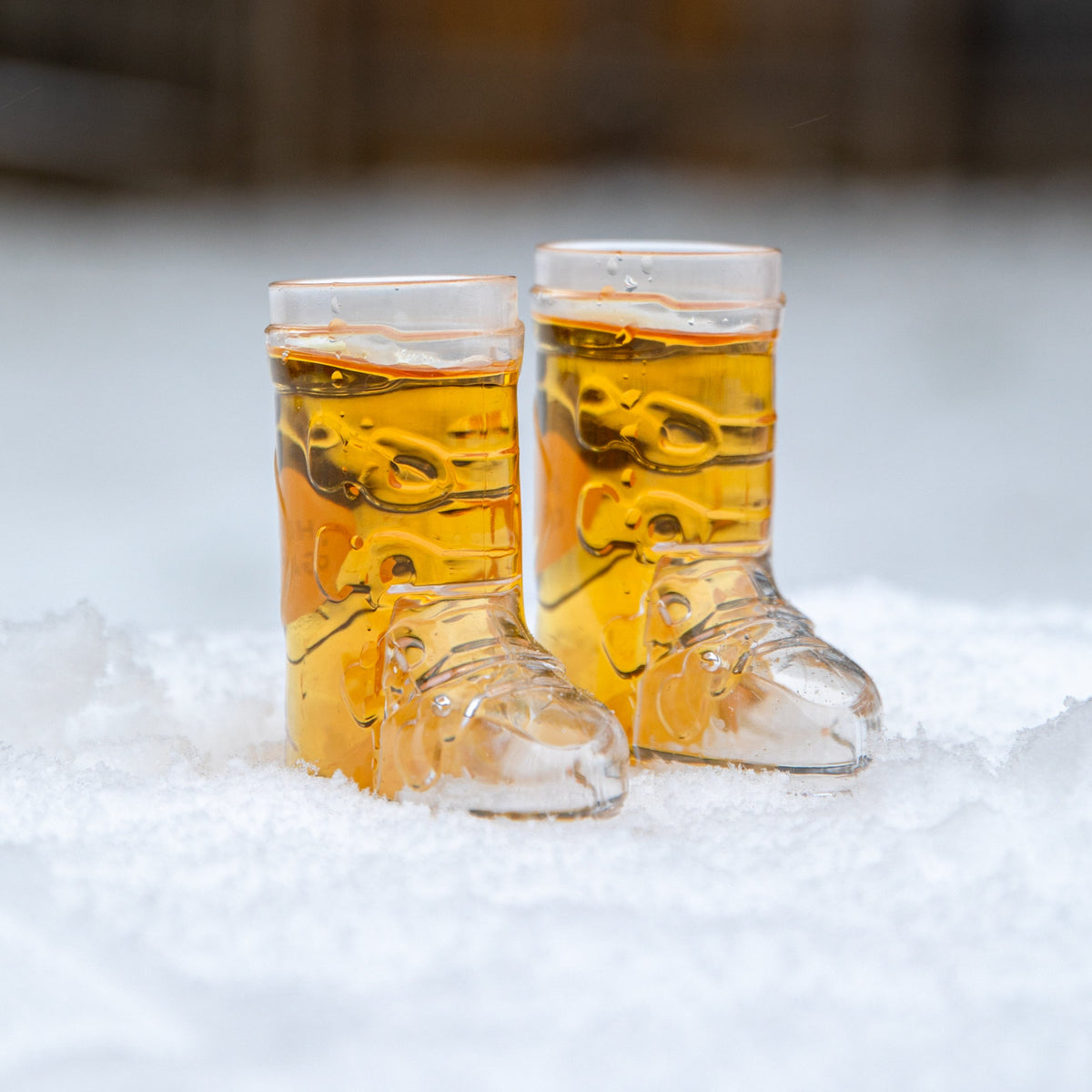 Magnetic Ski Boot Shot Glasses - Set of 2 Plastic 2oz Glasses