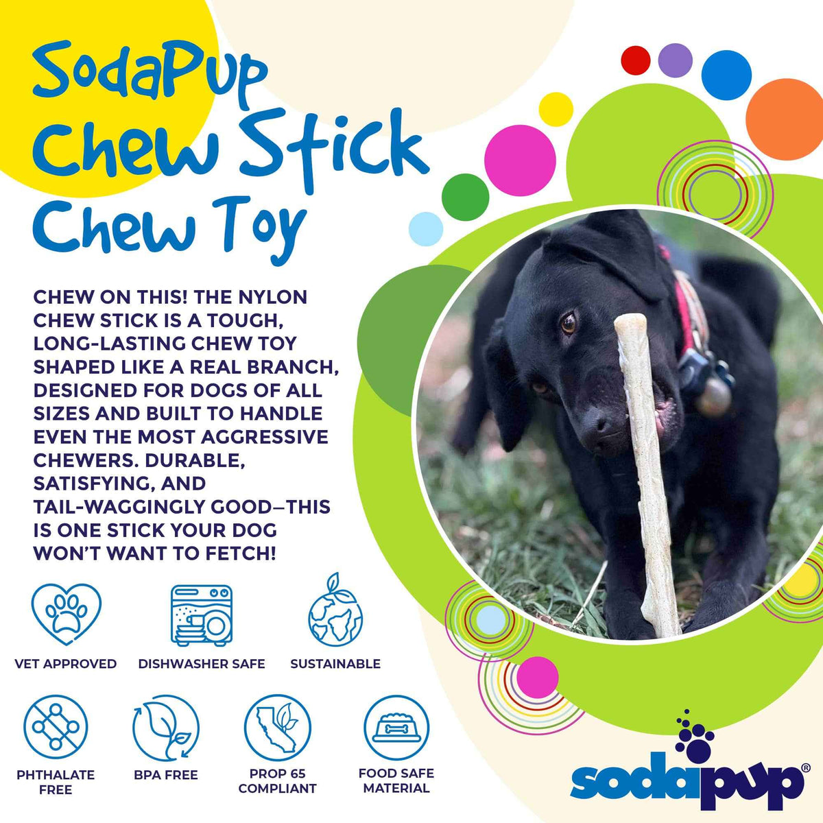 SodaPup Glow in the Dark Nylon Chew Stick for Power Chewers