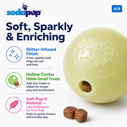 SodaPup Glow in the Dark Glitter Ball 2-Pack Dog Toy - 2.5"