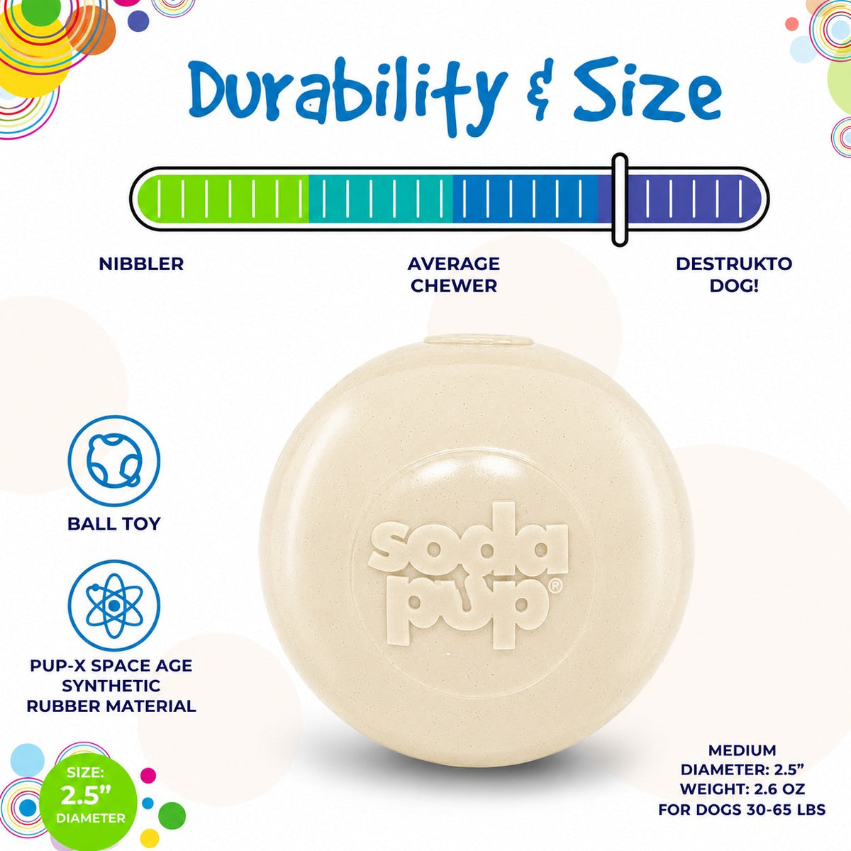 SodaPup Glow in the Dark Glitter Ball 2-Pack Dog Toy - 2.5"